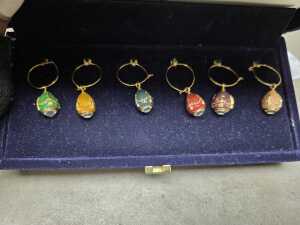 Faberge set of 12 wine glass charms - 9