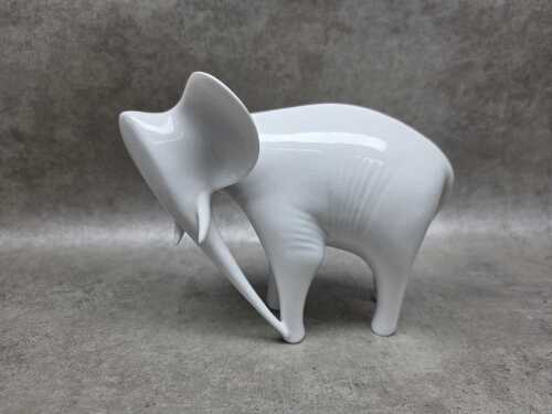 Mid-century Royal Dux white porcelain elephant figure