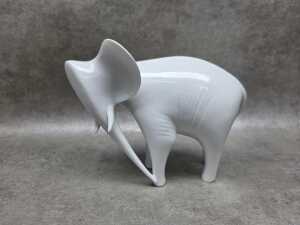 Mid-century Royal Dux white porcelain elephant figure