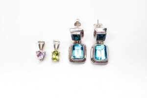 A collection of gemstone jewellery in sterling silver - 3