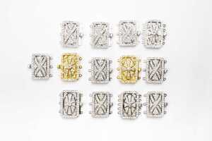 Thirteen multi strand clasps in sterling silver