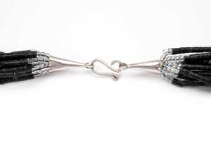 A ten strand freshwater pearl and black quartz necklace - 4