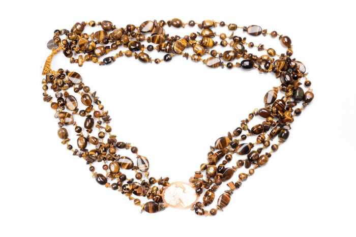 A tigers eye and cameo statement necklace