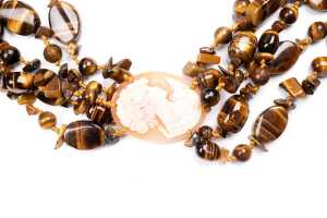 A tigers eye and cameo statement necklace - 2