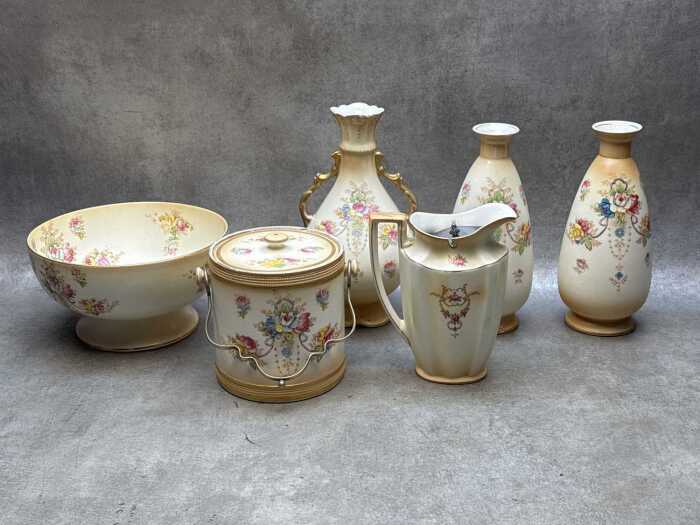 Antique porcelain blush ware with garland decoration