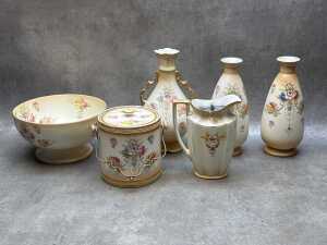 Antique porcelain blush ware with garland decoration