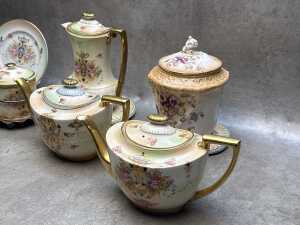 Antique porcelain blush ware, most with medallion decoration - 3