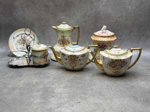 Antique porcelain blush ware, most with medallion decoration - 4