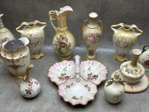 Antique English and Continental porcelain blushware - 2
