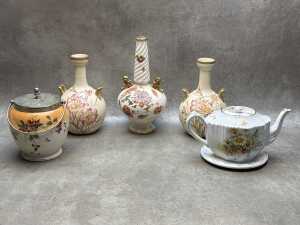 Five antique English porcelain items