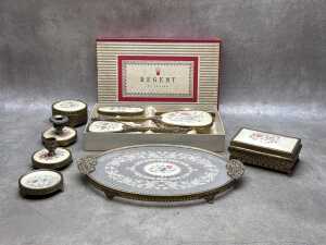 Dressing table items with silk embroidery