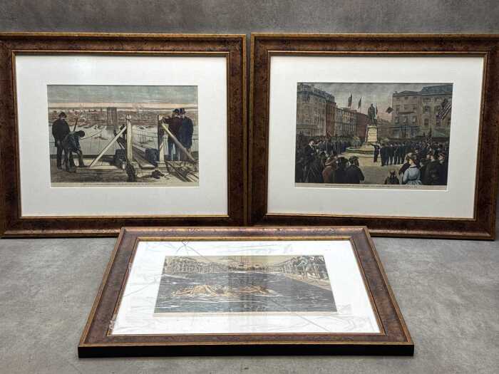 Set of three framed prints of New York scenes