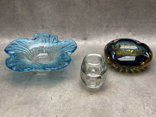 Three art glass pieces