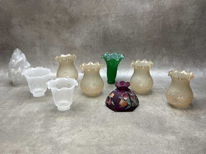 Assorted glass lampshades