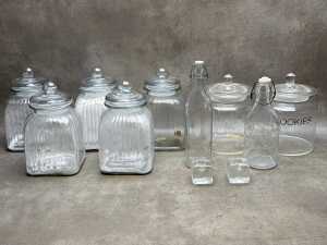 Glass kitchen canisters and bottles