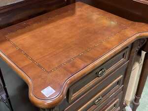 Carved three drawer bedside chest - 2
