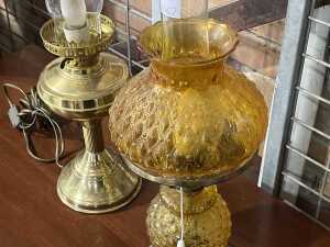 Two kerosene style electric table lamps - 2