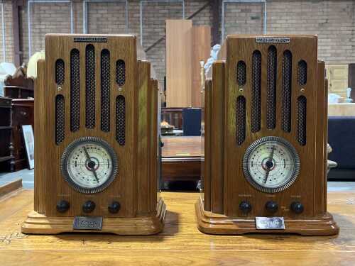 Two reproduction AM/FM radios