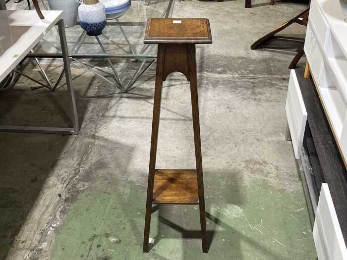 Arts and Crafts oak planter stand