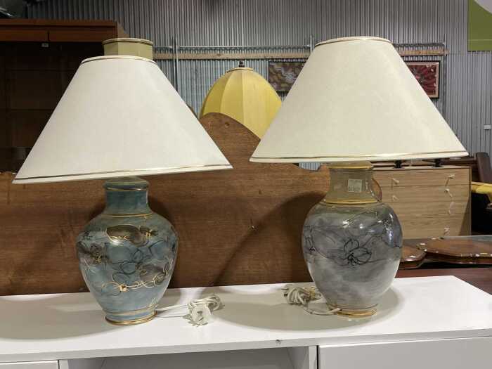 Two Australian studio pottery table lamps