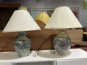 Two Australian studio pottery table lamps