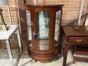 Mahogany curved glass display cabinet