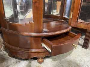 Mahogany curved glass display cabinet - 2