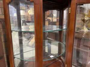 Mahogany curved glass display cabinet - 3