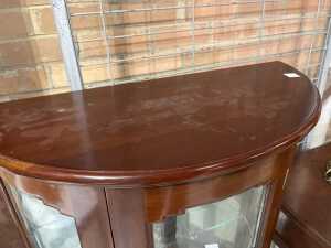 Mahogany curved glass display cabinet - 4