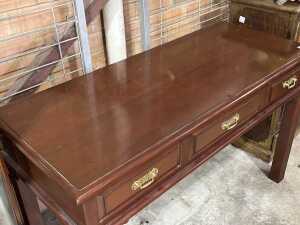 Antique style mahogany three-drawer console table - 2