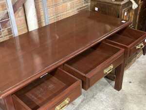 Antique style mahogany three-drawer console table - 3