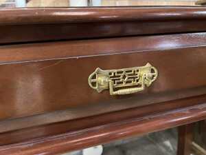 Antique style mahogany three-drawer console table - 4