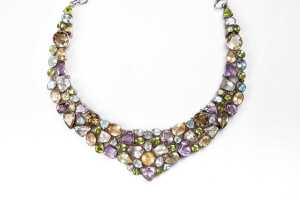 A gemstone set necklace in sterling silver - 2