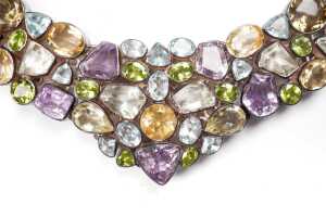 A gemstone set necklace in sterling silver - 3
