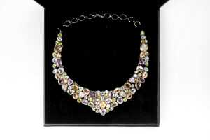 A gemstone set necklace in sterling silver - 5