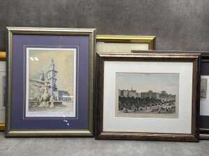 Five framed prints of European scenes - 2