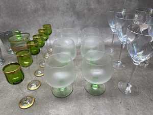 Mainly green-coloured glass stemware - 2