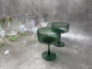 Mainly green-coloured glass stemware - 4