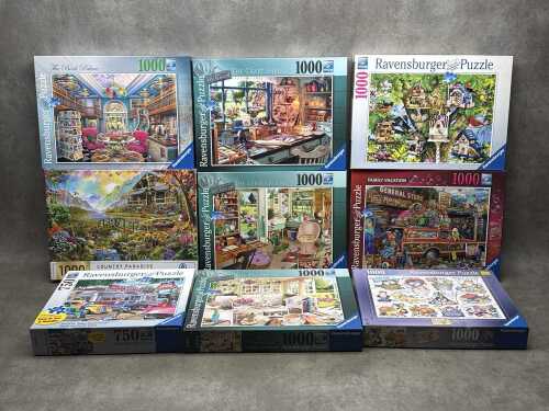 Nine jigsaw puzzles including Ravensberg