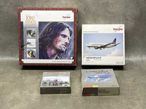 Four Aeroplane models in original boxes, including Lord of the Rings edition