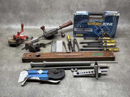 Assorted tools including Stanley