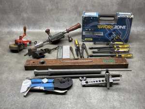 Assorted tools including Stanley