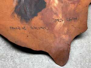 James Egan (1929-), Aborigine Tribesman (2). Two oil paintings on kangaroo hide - 3