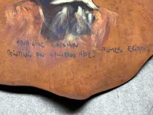 James Egan (1929-), Aborigine Tribesman (2). Two oil paintings on kangaroo hide - 5