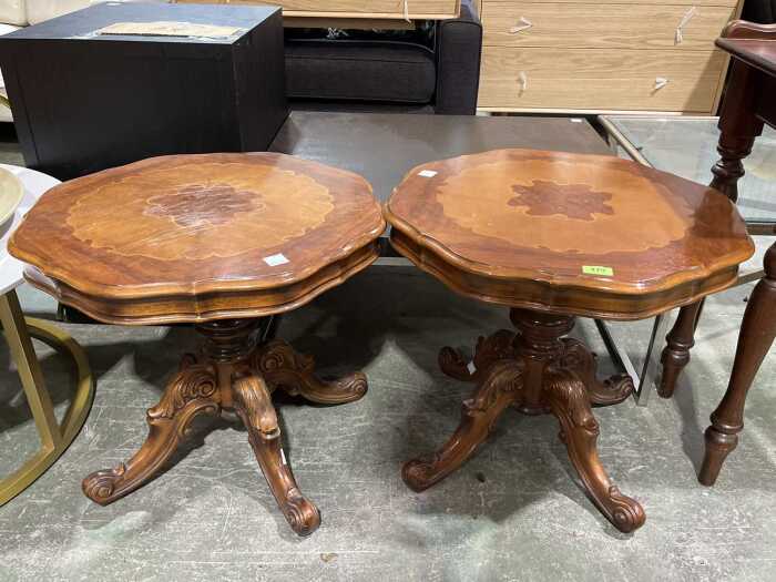 Pair of Victorian walnut side tables