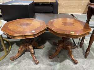 Pair of Victorian walnut side tables