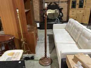 Turned timber floor lamp