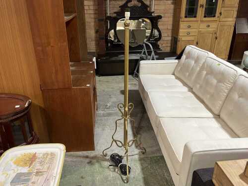 Wrought iron floor lamp with curlicue legs