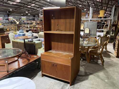 Mid-century two-piece entertainment wall unit