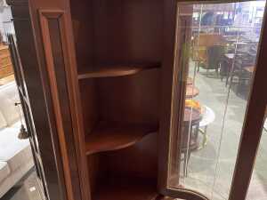 Italian-style inlaid timber corner curio cabinet - 4